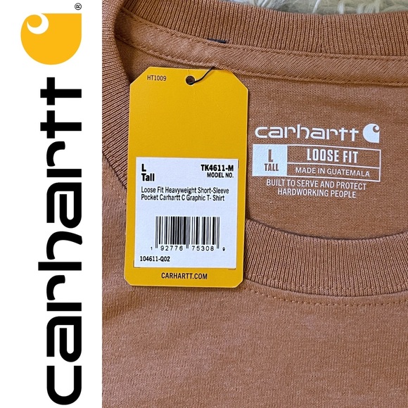 NWT Carhartt loose fit heavyweight s/s pocket C graphic t-shirt, tall L, ginger - Picture 7 of 16